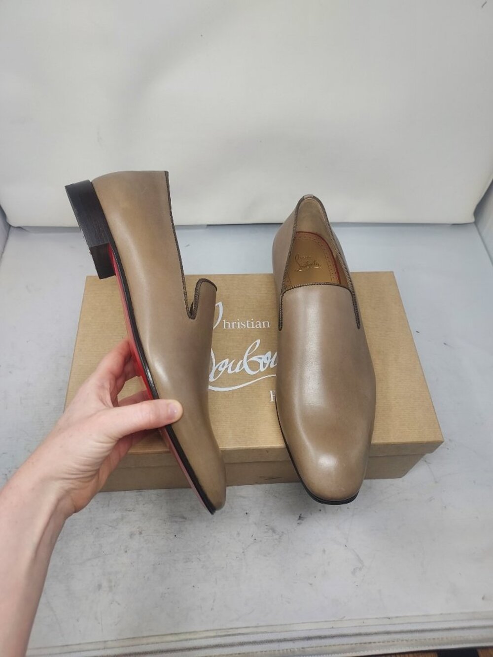Christian Louboutin MENS Dandelion Leather Brown Roca Loafer